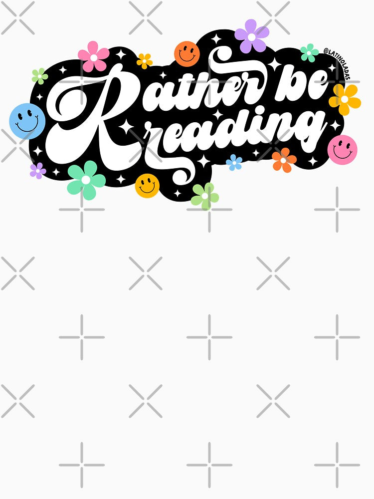 Rather Be Reading / Smiley Faces Groovy Daisies Flowers in Black Colorful Bookish Quotes Reading Lover Aesthetic Gifts for Kindle Lovers Romance Books Tbr by Latinoladas