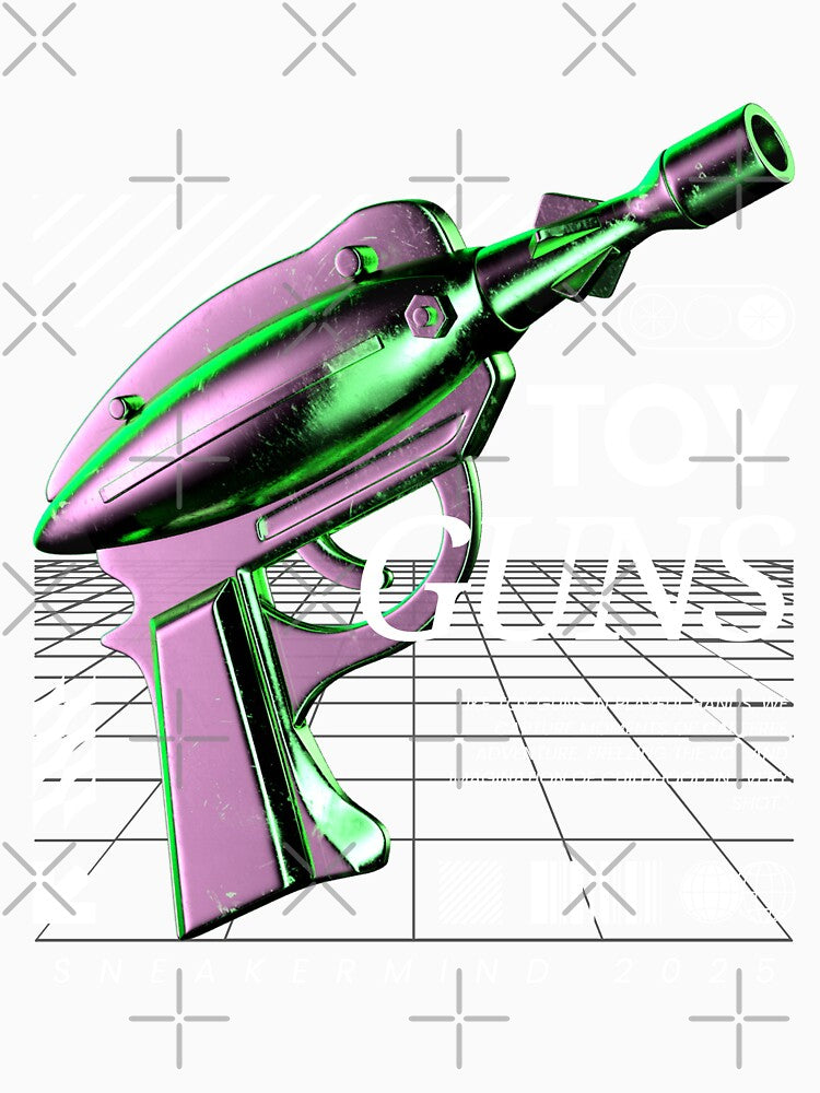 Toy Guns – Sneakermind 2025” Futuristic Chrome Green and Purple Design by sneakermind
