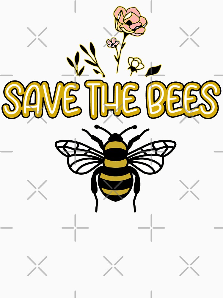 Save The Bees Gold Black and Pink Flowers by SmileThreads