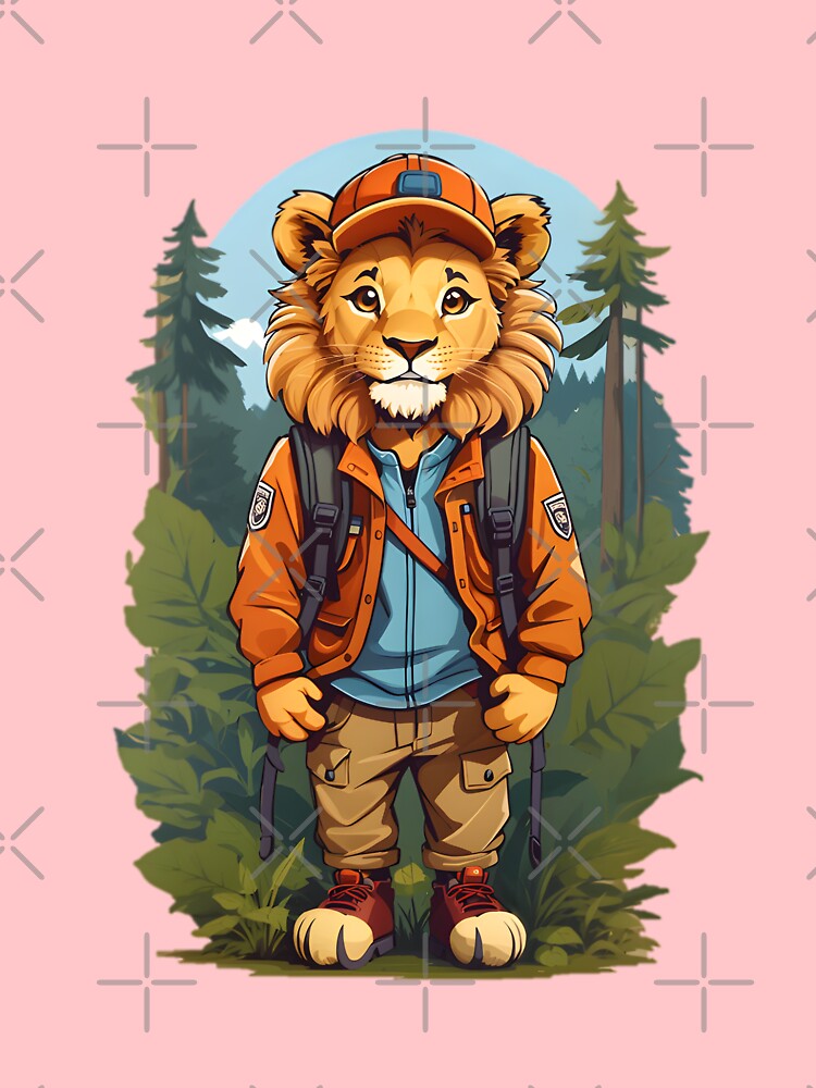 Lion cub explorer in forrest cartoon graphic for kids by CedricNorbinho