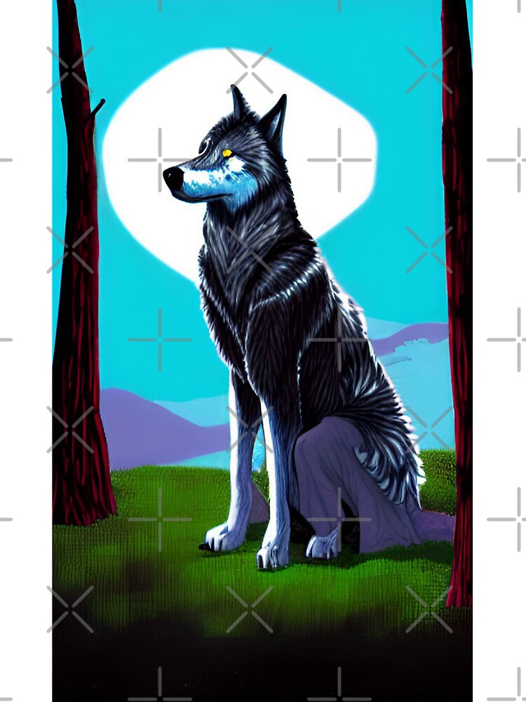 Dark Forest Wolf In The Moonlight by KishShop