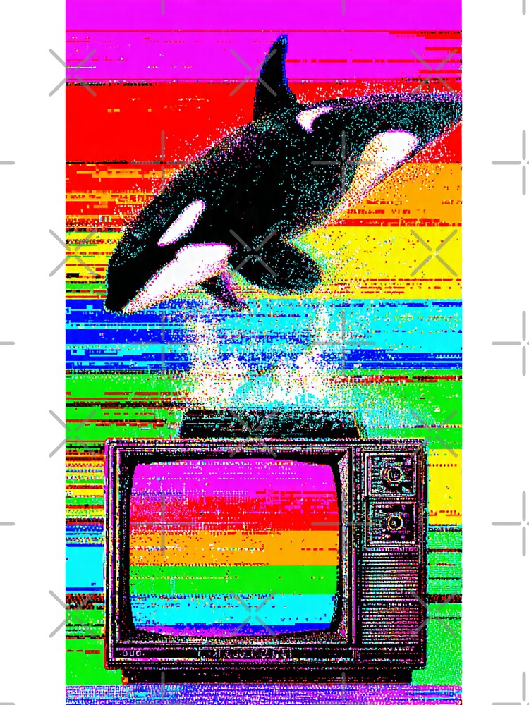Orca TV Glitch Vaporwave Retro Art by greatlakesea