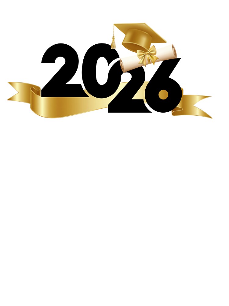 Graduate 2026 (Offset) with Gold Graduation Hat, Diploma & Gold Ribbon by JeweledDesigns