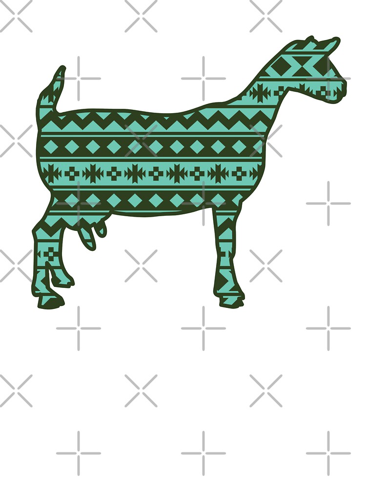 Dairy Goat with Green Southwest Aztec Pattern by Sam Morrison