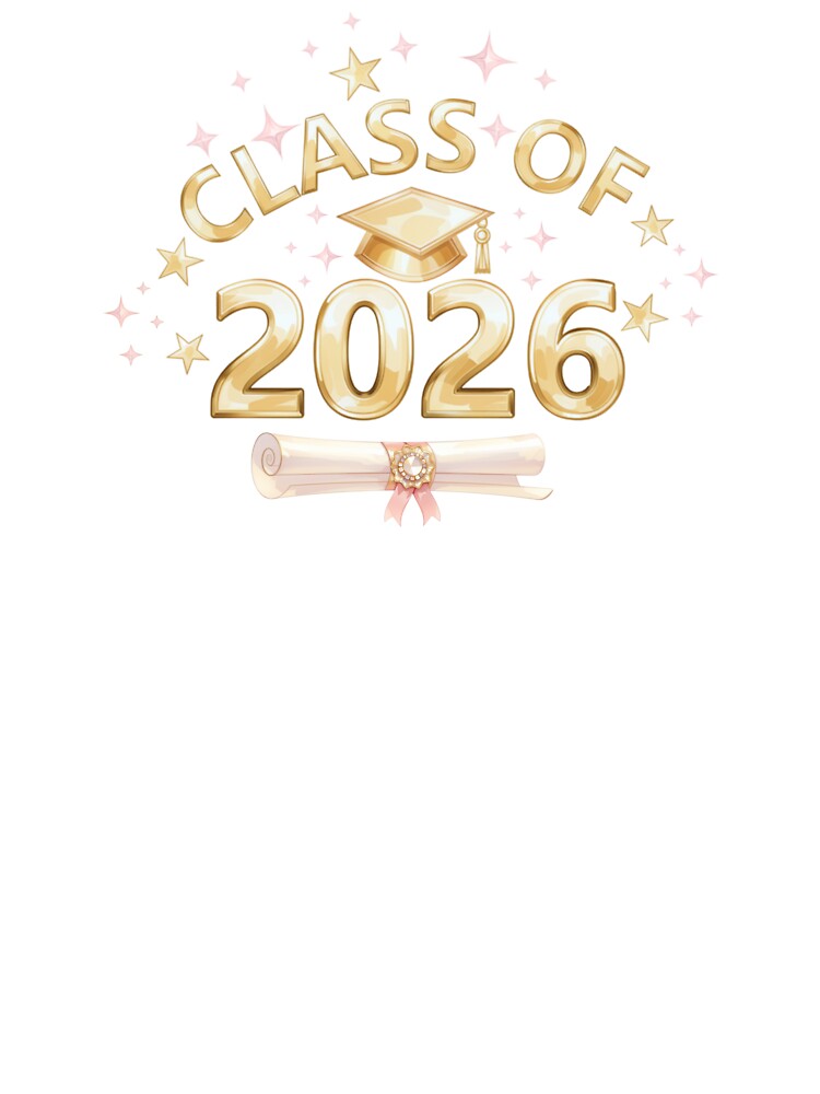 Copy of Class of 2026 Graduate with Gold Graduation Hat, Diploma & Gold/Pink Stars by JeweledDesigns