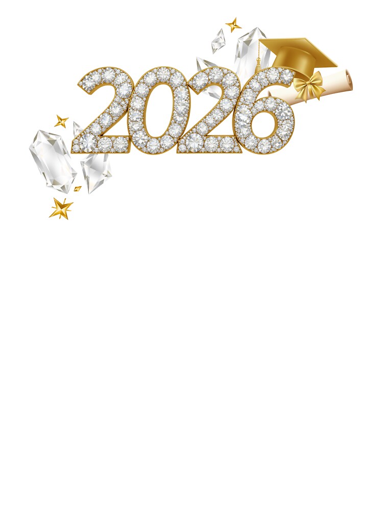 Graduate 2026 with Diamonds, Stars & Gold Graduation Hat by JeweledDesigns