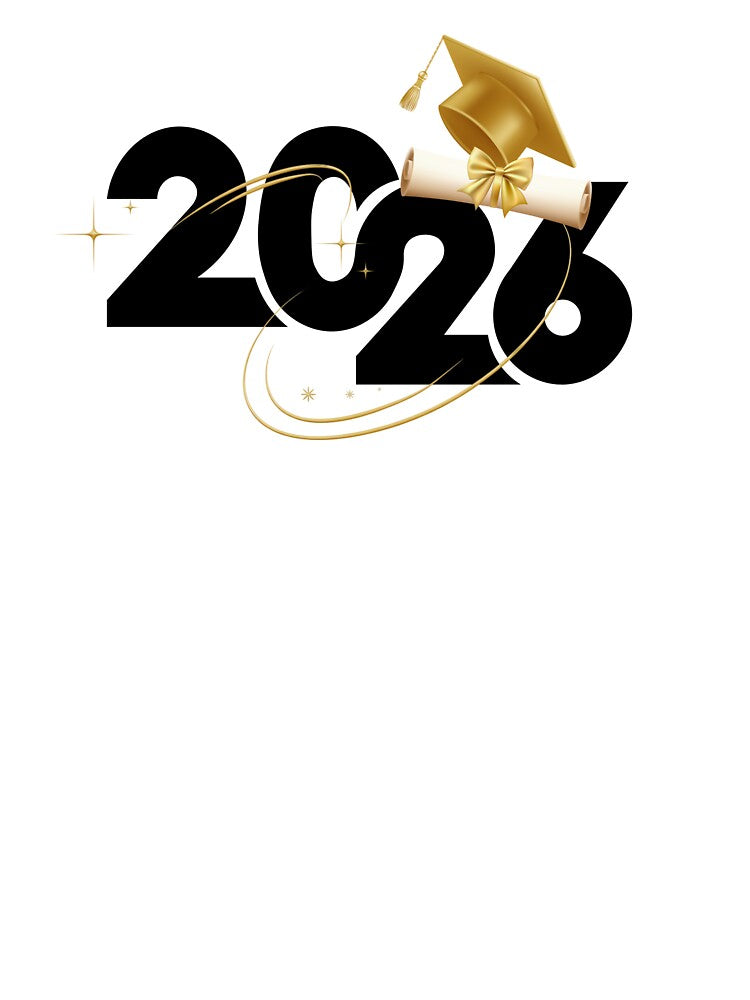 Graduate 2026 (Offset) with Gold Graduation Hat & Diploma with Gold Stars by JeweledDesigns