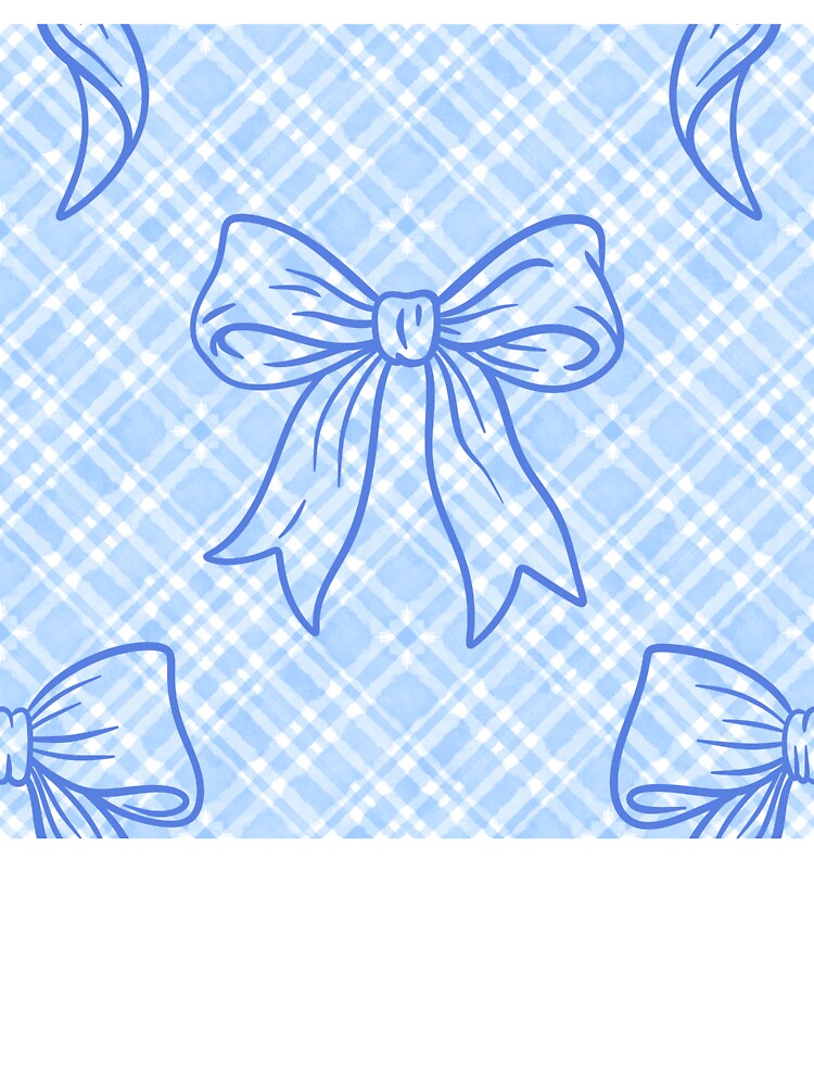 Blue coquette girly bow checked plaid repeat pattern by TipsyTauroDesigns