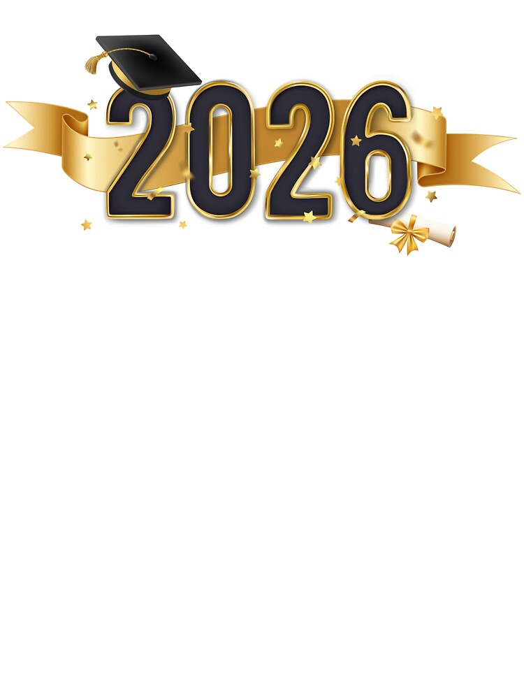 Graduate 2026 with Black Graduation Hat, Gold Star Confetti & Ribbon by JeweledDesigns