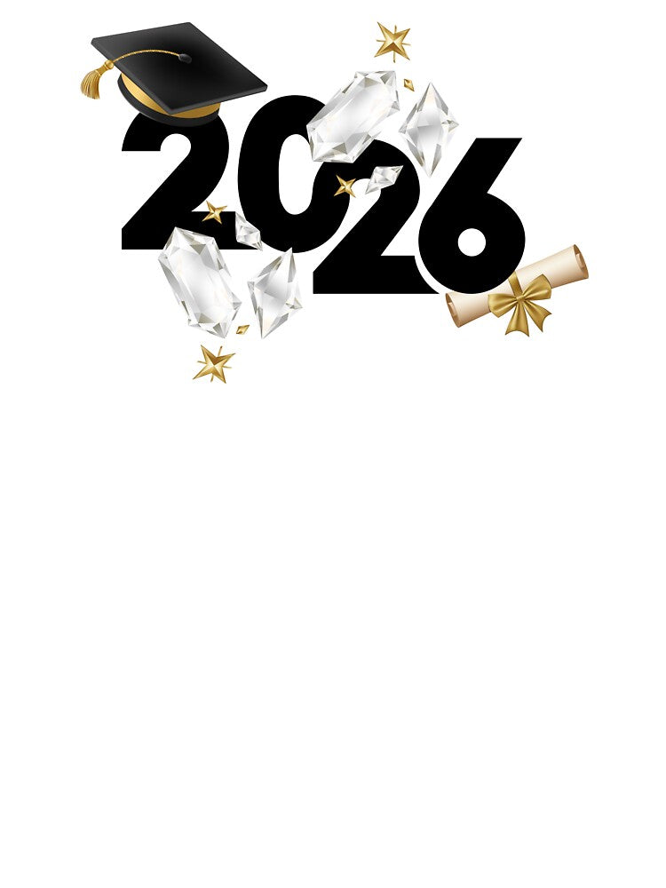 Graduate 2026 (Offset) with Diamonds, Stars & Black Graduation Hat by JeweledDesigns