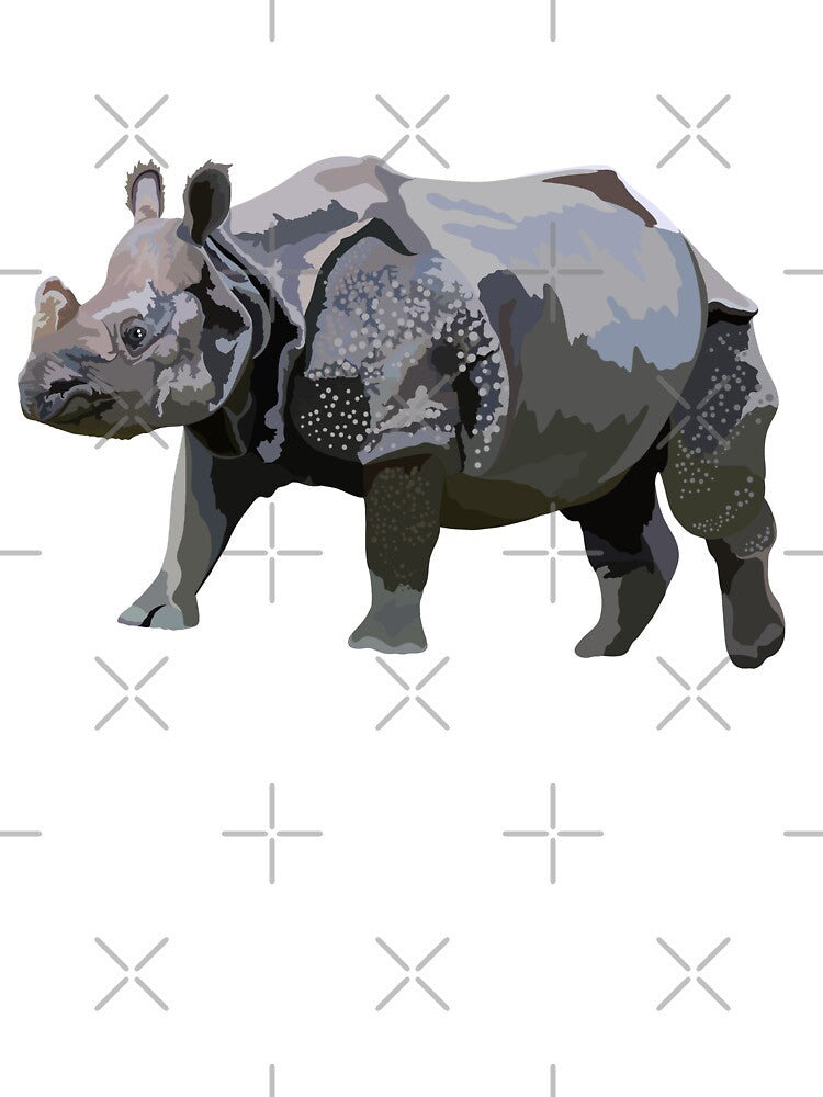I is for Indian Rhino,Indian Rhino Illustration – Majestic One-Horned Asian Rhino Artwork by PrettylittlepastelUk