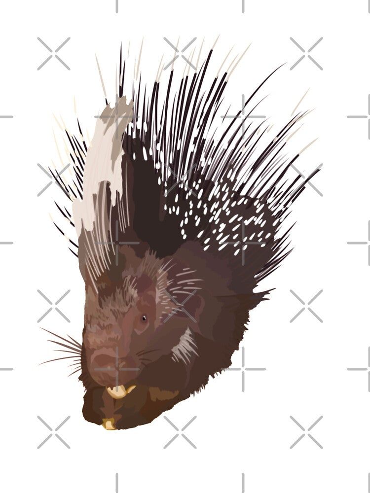 A is for African Crested Porcupine,African Crested Porcupine Artwork – Striking Rodent Illustration and Wildlife Design by PrettylittlepastelUk