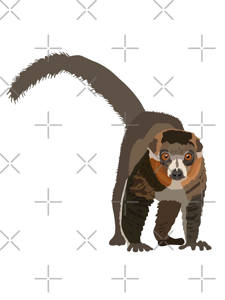 M is for Mongoose Lemur,Mongoose Lemur Illustration – Unique Primate Art for Wildlife and Nature Lovers by PrettylittlepastelUk
