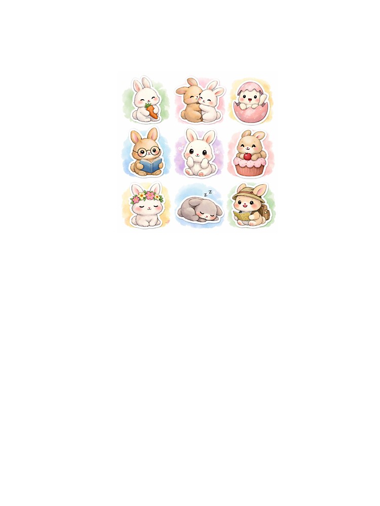 Cute Rabbit Watercolor Sticket Set by Qingtian814