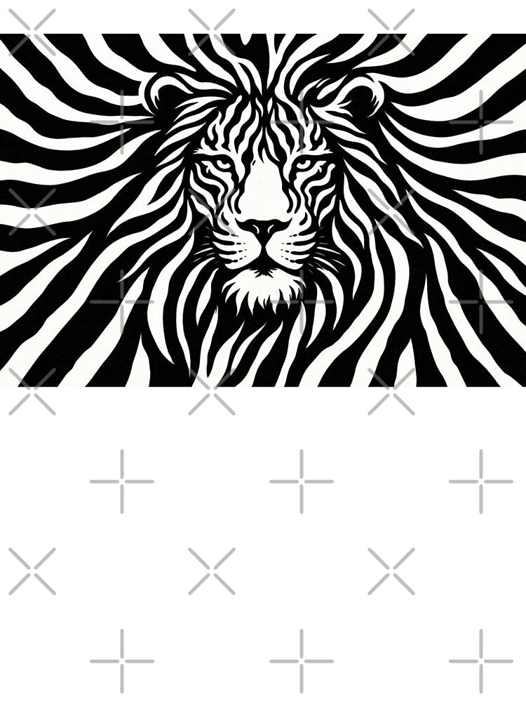 Hypnotic Lion Face – Mesmerizing Monochrome Lion by LuluLeb