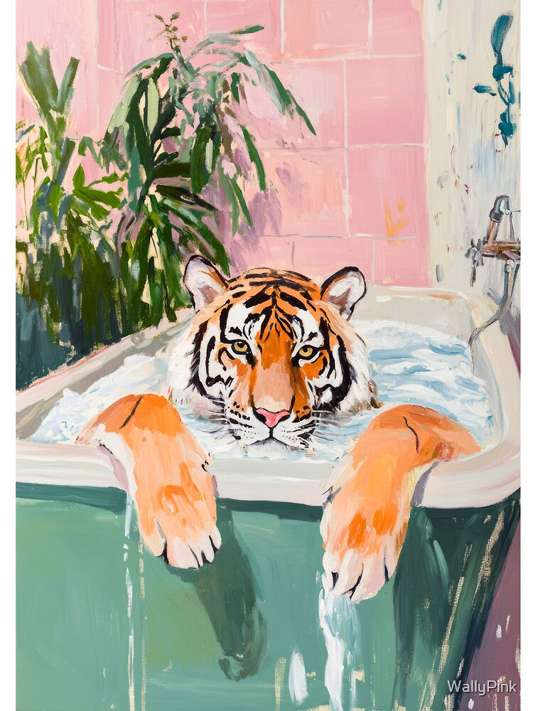 wild tiger in the bathtub in the bathroom by WallyPink