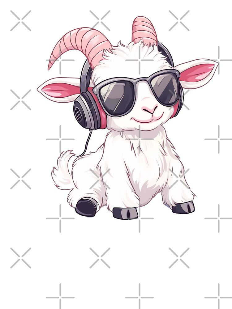 Cool Cute Goat Wearing Sunglasses and Headphones by ChaosReigns91