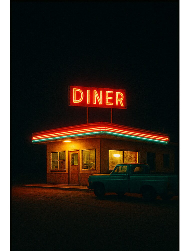 Neon Diner – Cinematic Retro Night Photography by BadaBingBear