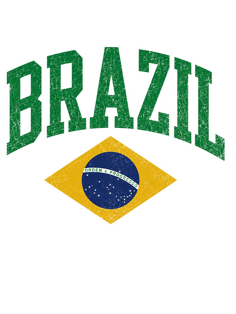 Brazil Flag Vintage Varsity Retro Pride Gift Design by UrbanPrintVibes