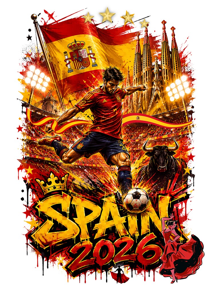 Spain World Cup 2026 Spain Soccer Merch | Football Fan Gear |ArgentinaSports Apparel Tee|  Spain independence Day |Soccer worldcup ChampionshipSoccer World ver 1 by CosmicNook1