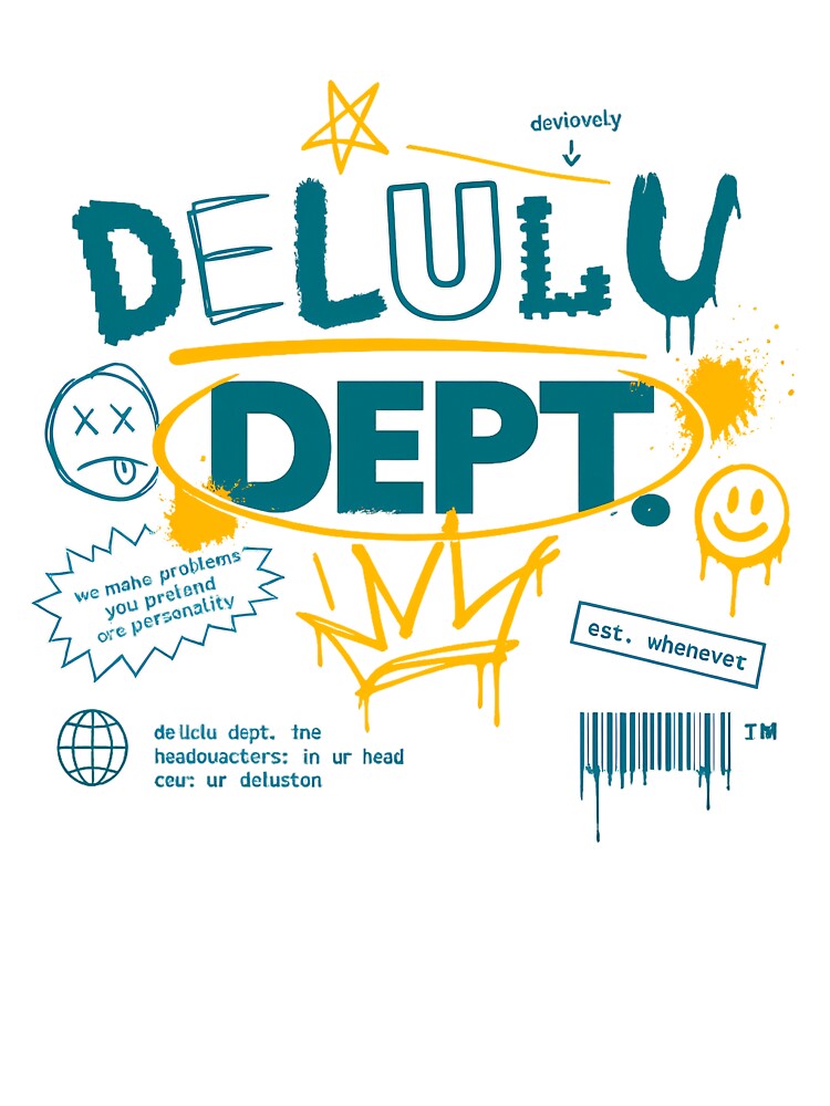 Delulu Dept Ironic Meme Y2K Cybercore Neon Graffiti Graphic by etuvibes