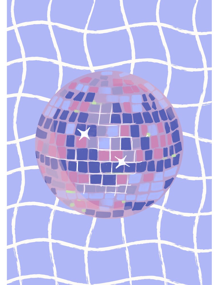 Pastel Disco Ball Illustration on Lavender Wavy Grid by samahl_l