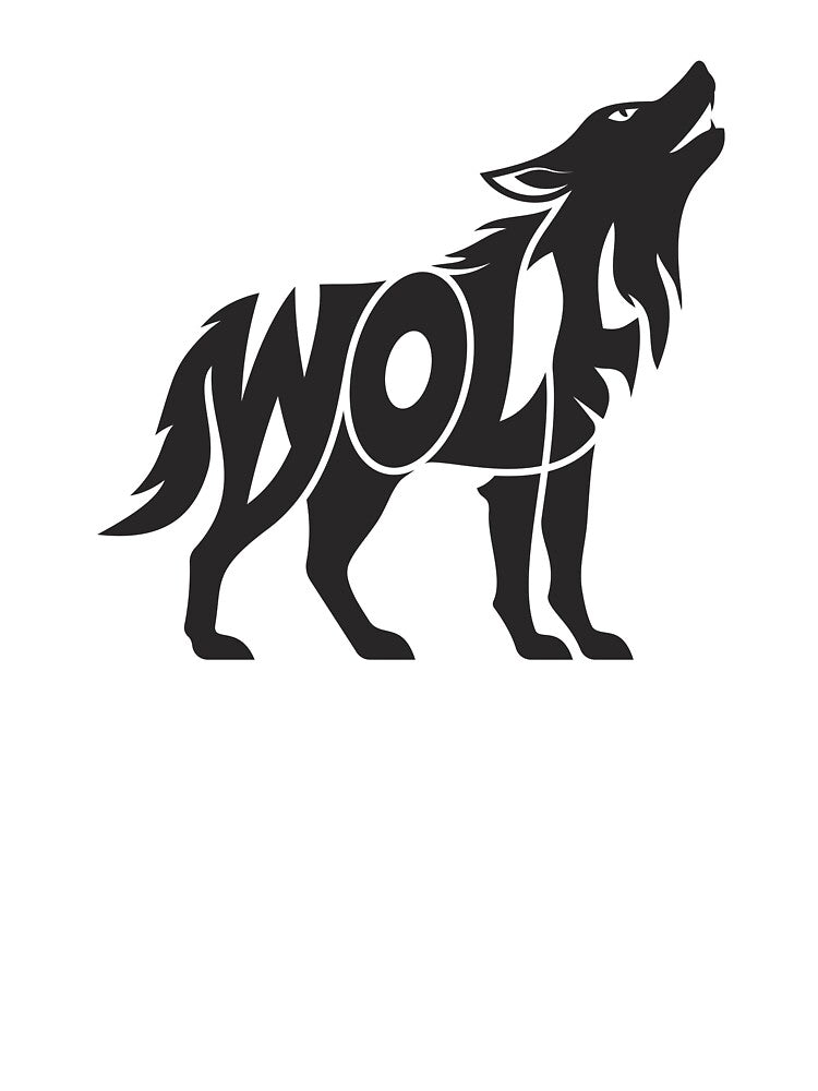 Wolf Silhouette Typography Design – Bold Minimalist Art by Vextura