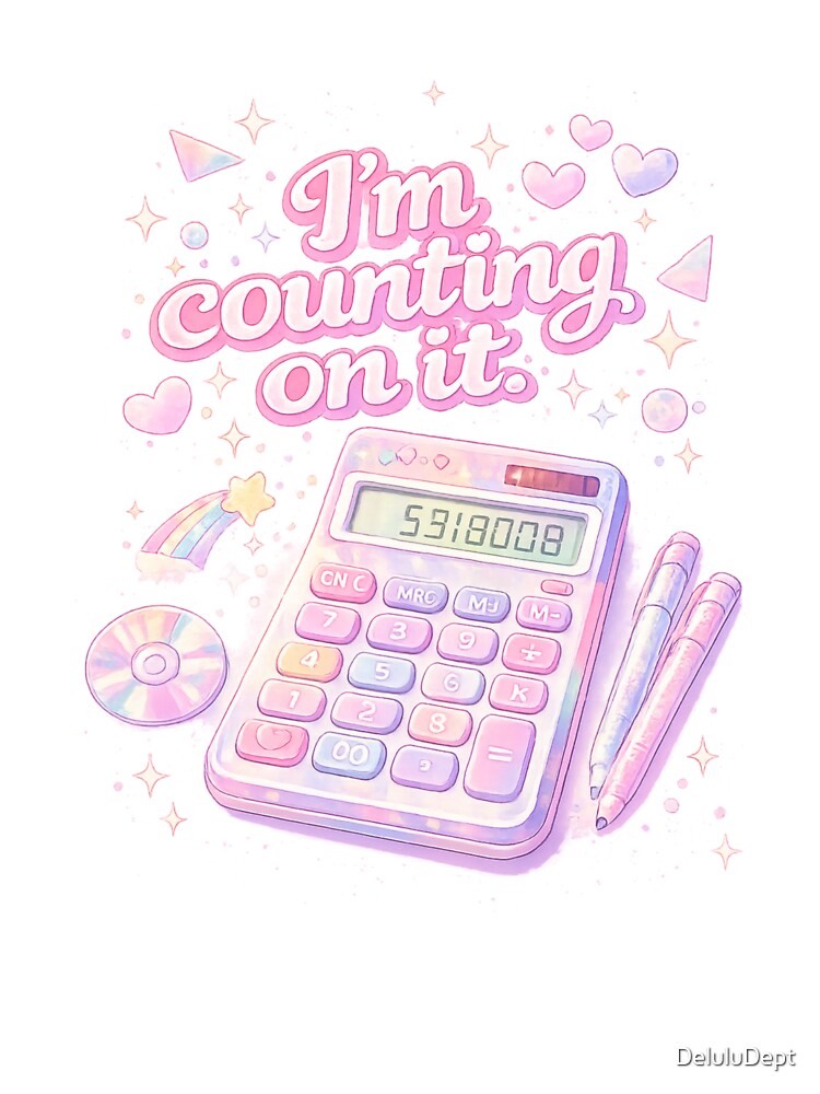Girl Math: I'm Counting On It 53180008 Calculator Meme Sticker | Funny Pink Aesthetic Gift by DeluluDept