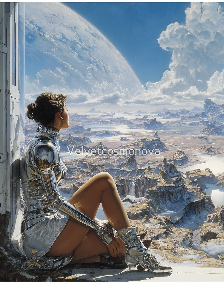 Futuristic Chrome Woman Poster | Retrofuturism Sci-Fi Art | Space Age Wall Decor 1 by Velvetcosmonova