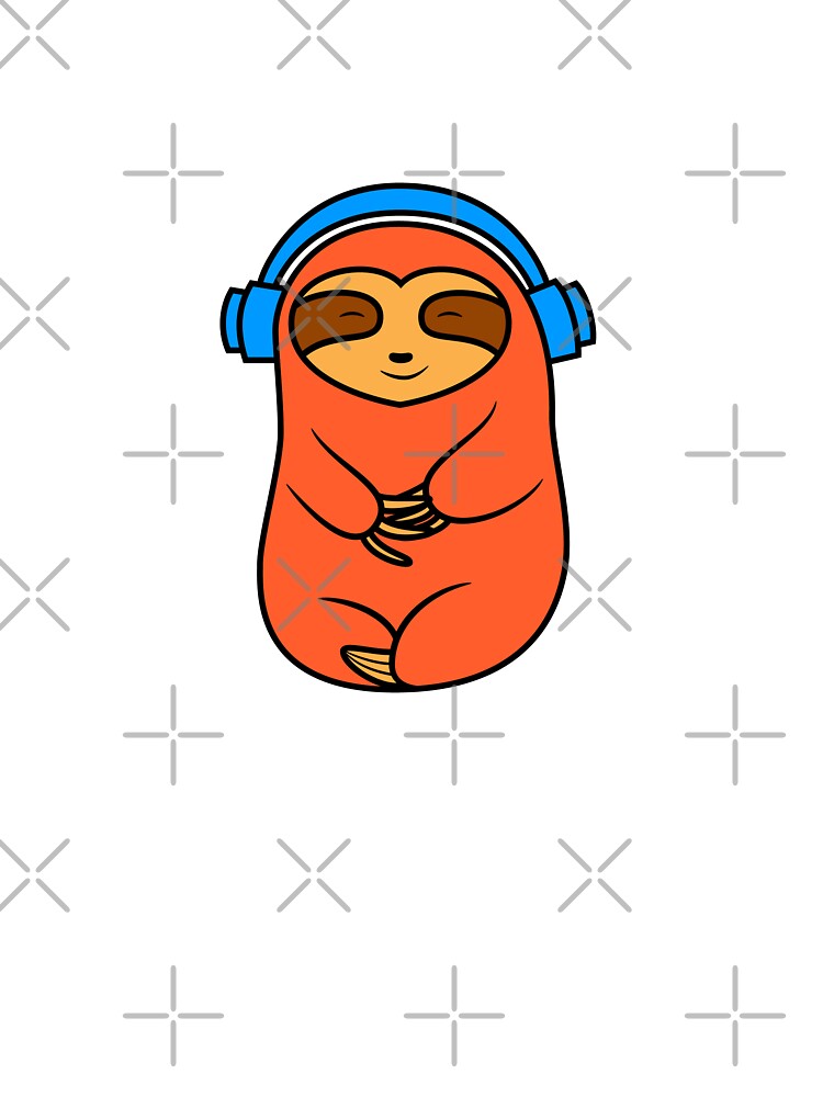 Happy Orange Sloth Listening to Music by SubtleSplit
