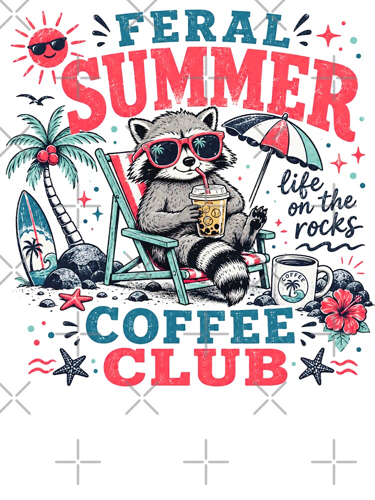 Funny Feral Summer Raccoon Coffee Club by legendaryskins