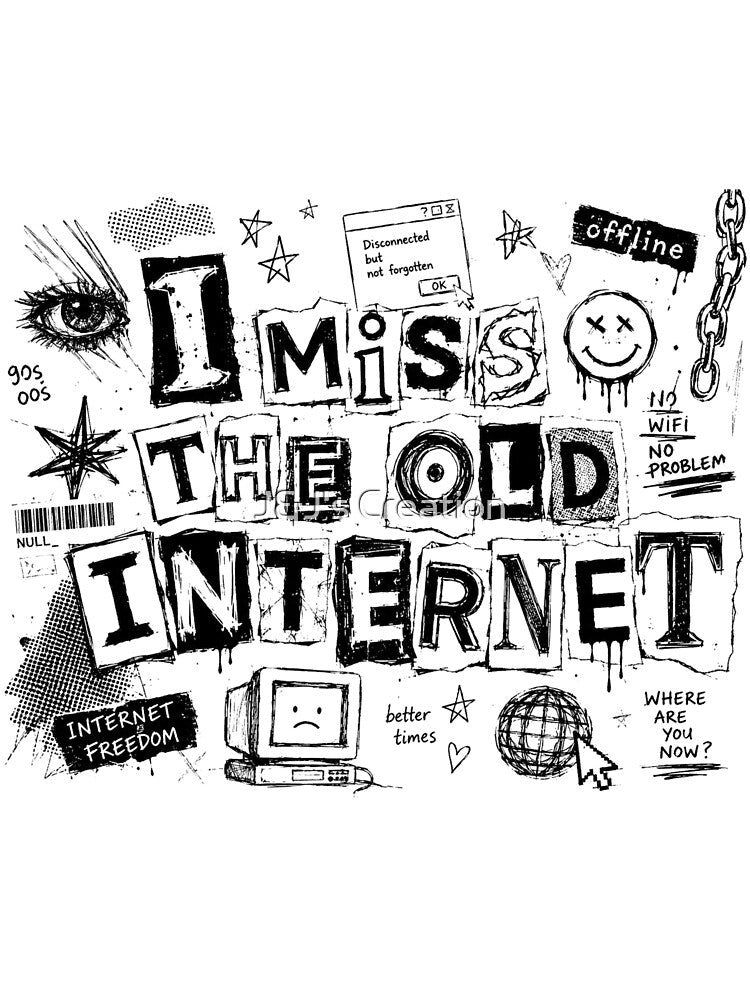 I MISS THE OLD INTERNET | Y2K Webcore Collage Typography by J&J's Creation