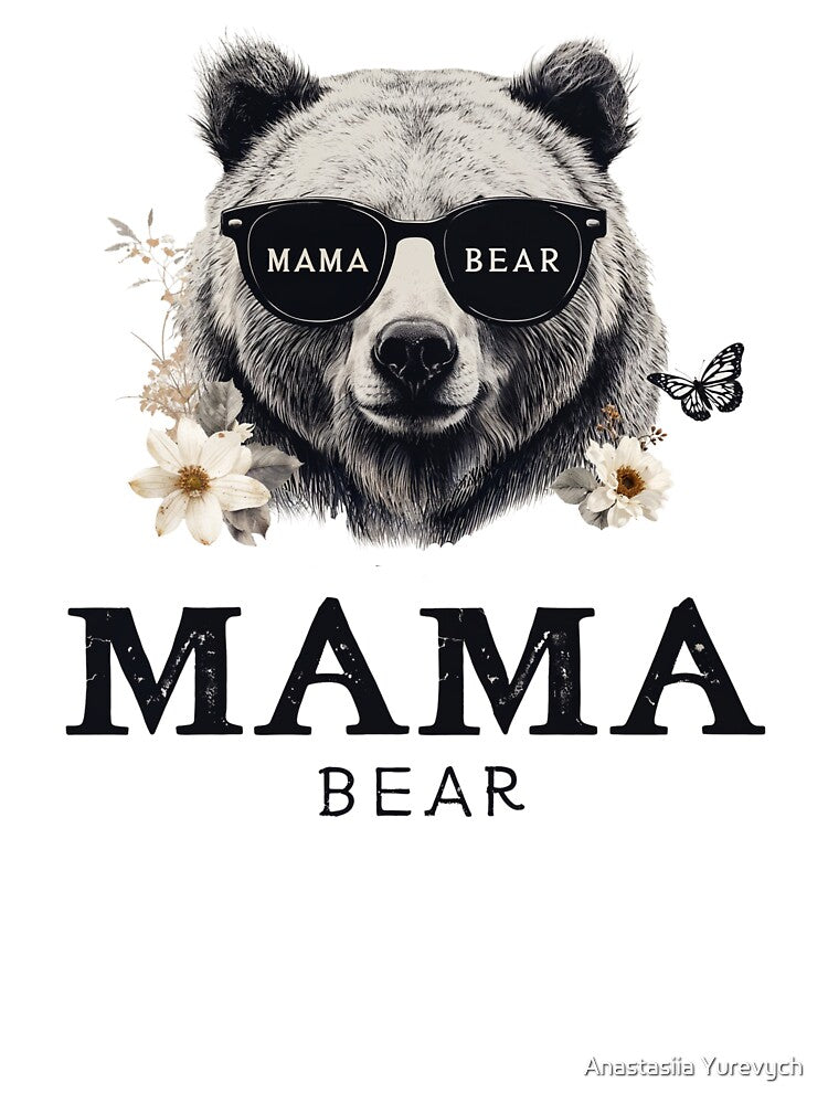 Cool Mama Bear Sunglasses Floral Mom Art by Anastasiia Yurevych
