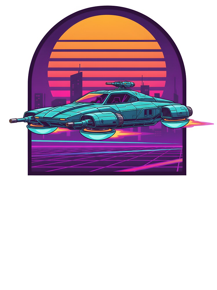 Retro Futuristic Hover Car Neon Sunset Synthwave Style. by The-T-In-Retro