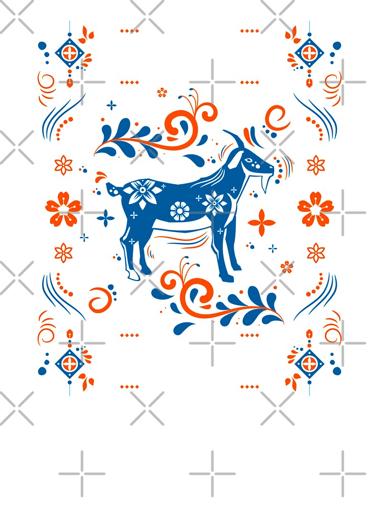 Goat - Rosemaling Goat Scandinavian folk art design by utopianpioneer