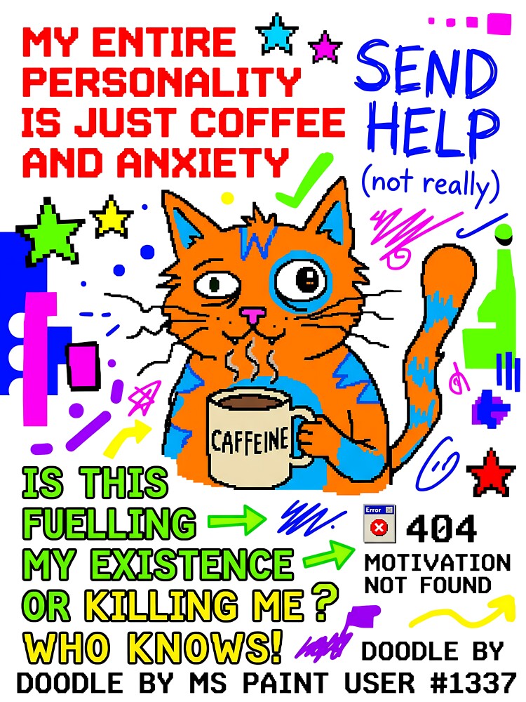 Funny Coffee Cat Chaos Gen Z Aesthetic Meme by ART ATTACK ZONE