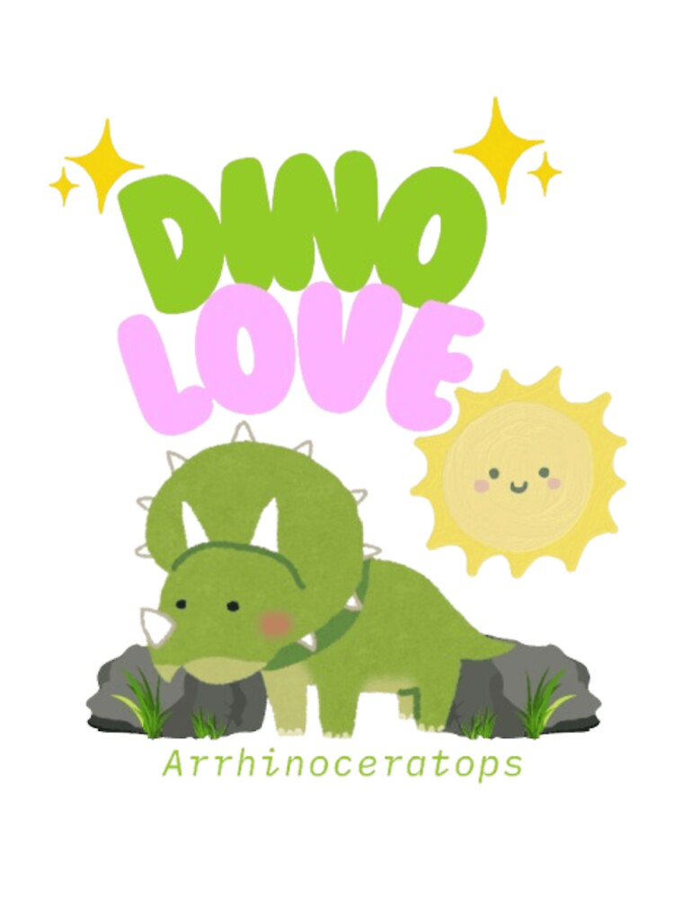 Dino Love – Cute Arrhinoceratops Pastel Dinosaur Illustration by B1NSU
