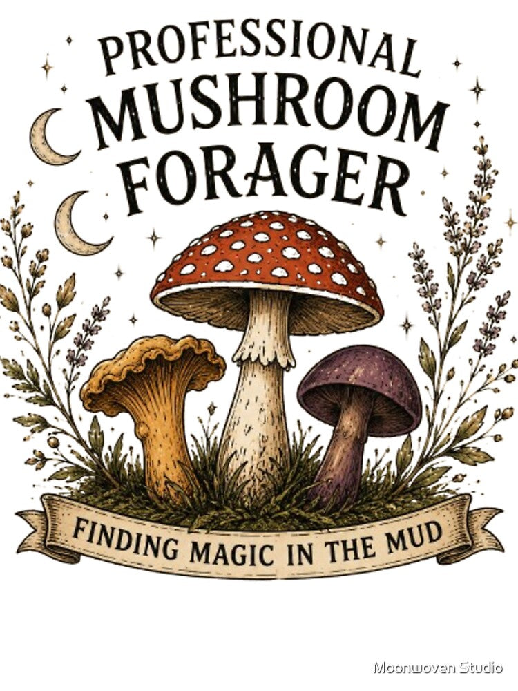 Professional Forager – Vintage Mushroom Cottagecore Nature Lover Design by Moonwoven Studio