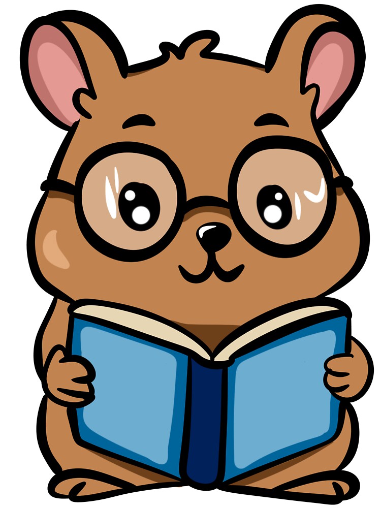 Cute Kawaii Hamster Reading a Book with Glasses Sticker by LYAN-STORE