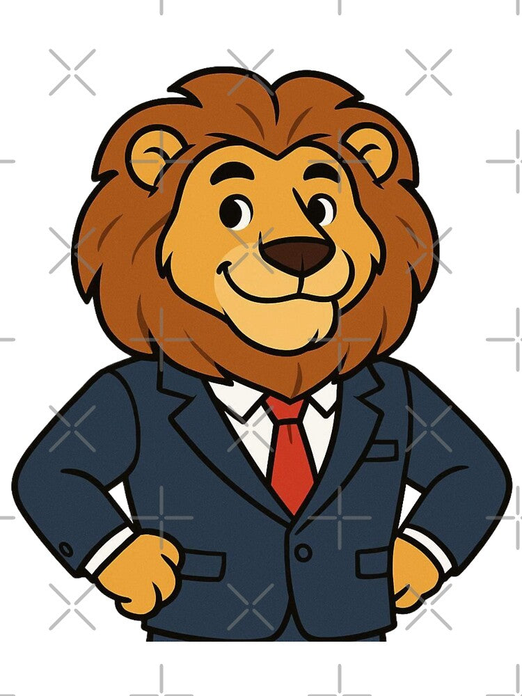 Regal Lion in Suit and Tie – Funny Cartoon Style by Confuzz1ed