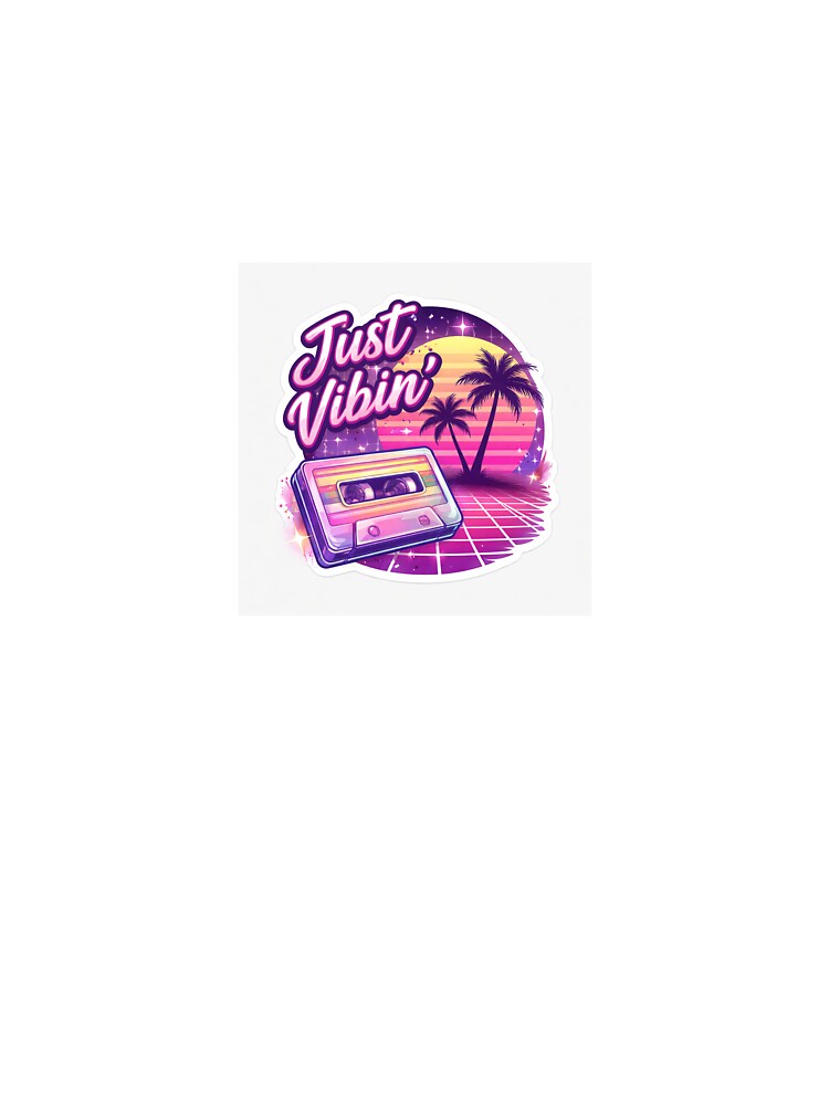 Just Vibin’ Vaporwave Sticker | 80s Retro Synthwave Aesthetic Sunset by SparkVault