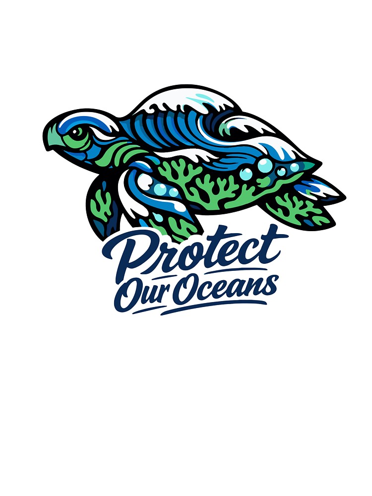 Sea Turtle Wave Coral Ocean Conservation Art by Nuvoro Eco Awareness