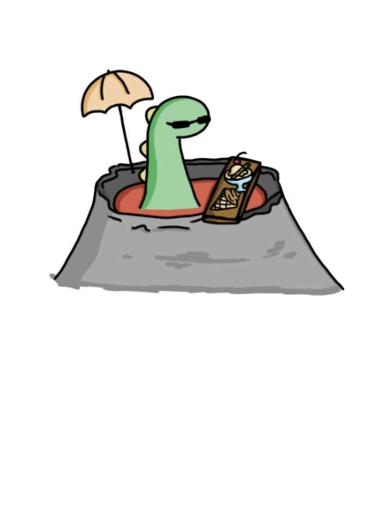 Cool Dinosaur in Volcano – Funny Dino Illustration by designedwLUV
