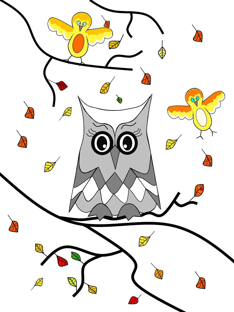 Cute Autumn Owl by Sartoris Art