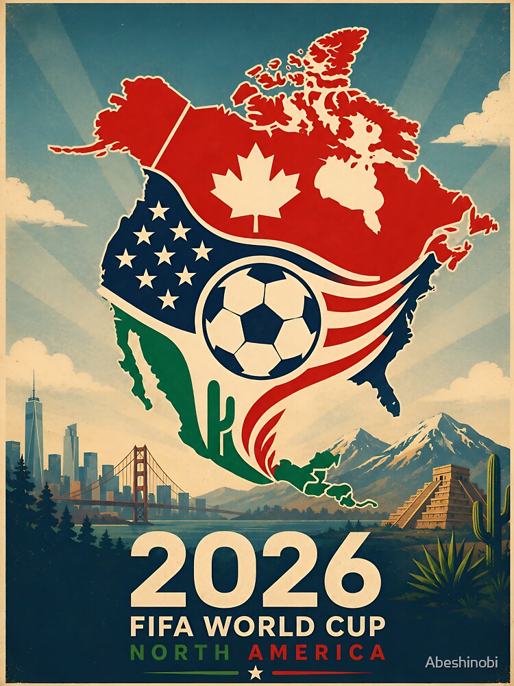 North America 2026 Soccer Championship Old Style Poster by Abeshinobi