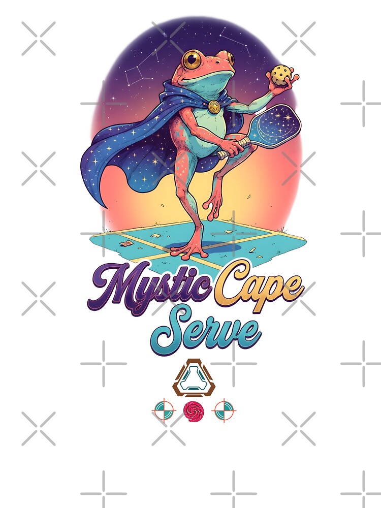 Mystic Cape Serve - Comic-Style Superhero Frog Pickleball Player by m-yoga-store
