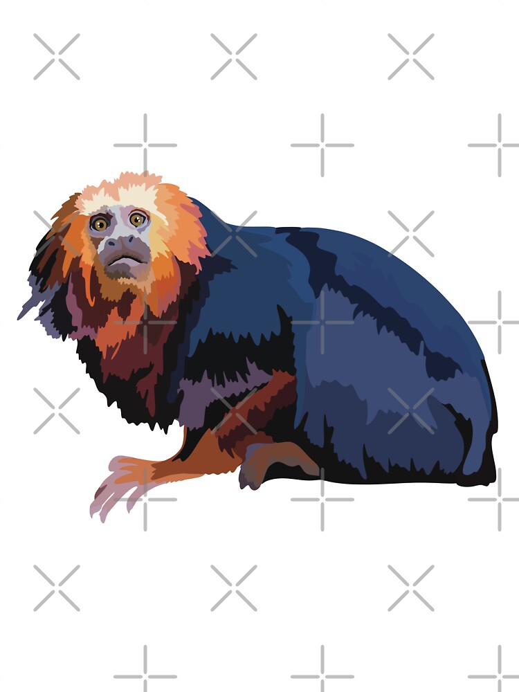 G is for Golden Headed Lion Tamarin ,Golden-headed Lion Tamarin – Vibrant and Rare Tropical Primate Illustration by PrettylittlepastelUk