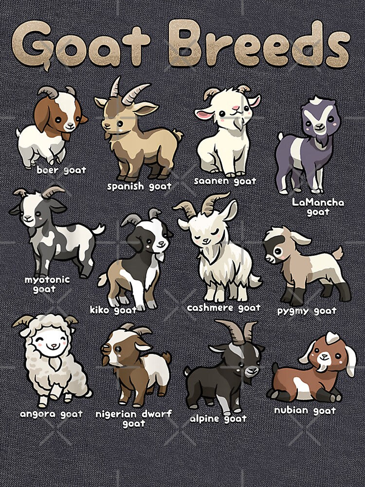 Adorable Goat Breeds Chart – Cute Farm Animal Design by 3liegy