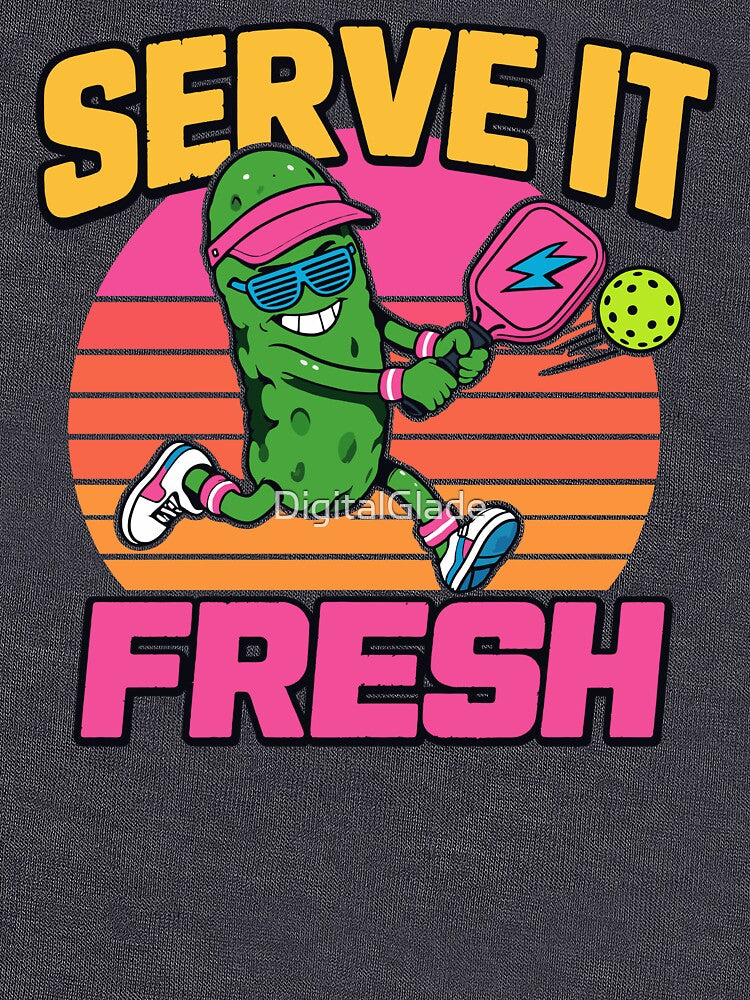 Serve It Fresh Retro Pickleball Player by DigitalGlade