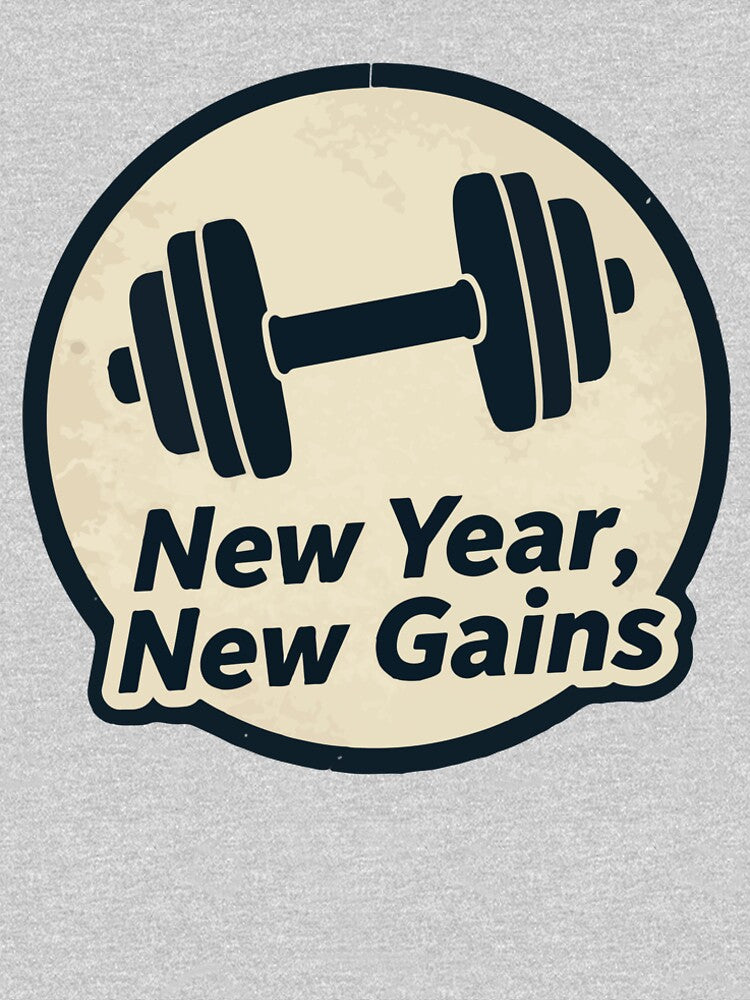 New Year New Gains - Funny Gym Fitness Motivation Barbell Workout 2026 by Design-Pro-21